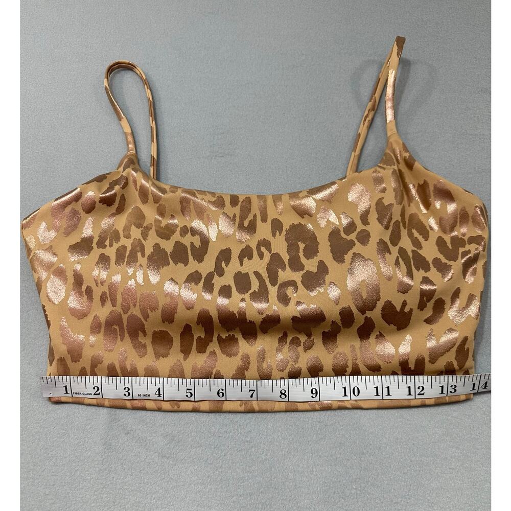 Carbon38 Metallic Leopard Longline Sports Bra Gold Foil Animal Print Size L - Picture 8 of 9